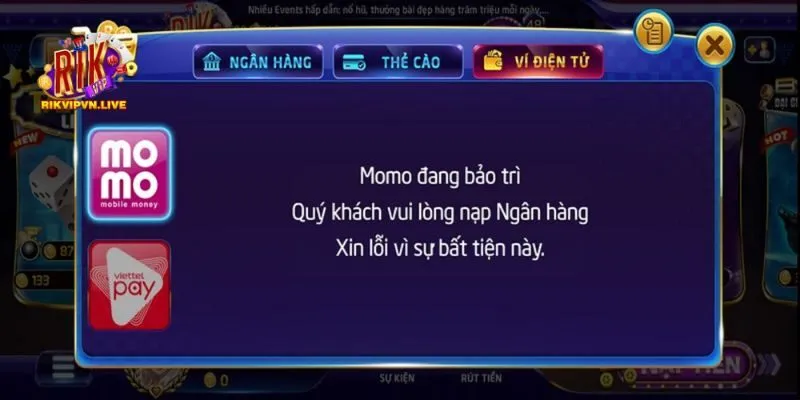 Lưu ý khi thực hiện nạp tiền Rikvip